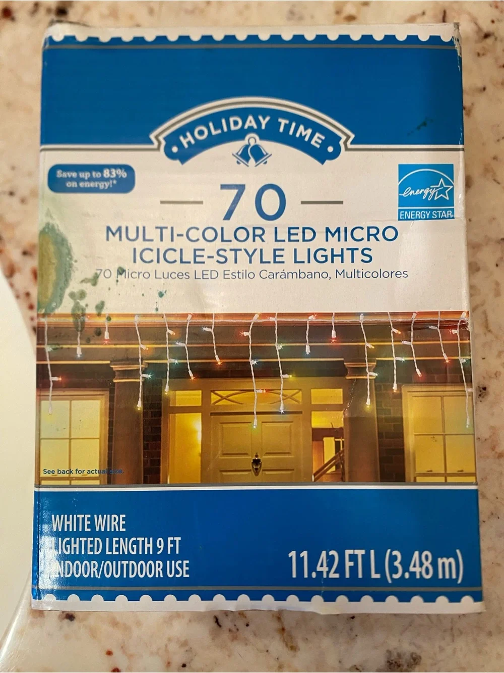 Holiday Time Multicolor LED Icicle String Lights on White Wire